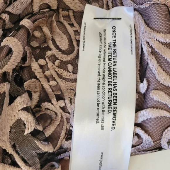 JS Collections Embroidered Gown Boat Neck Flutter Sleeve Size 10 - Picture 6 of 8